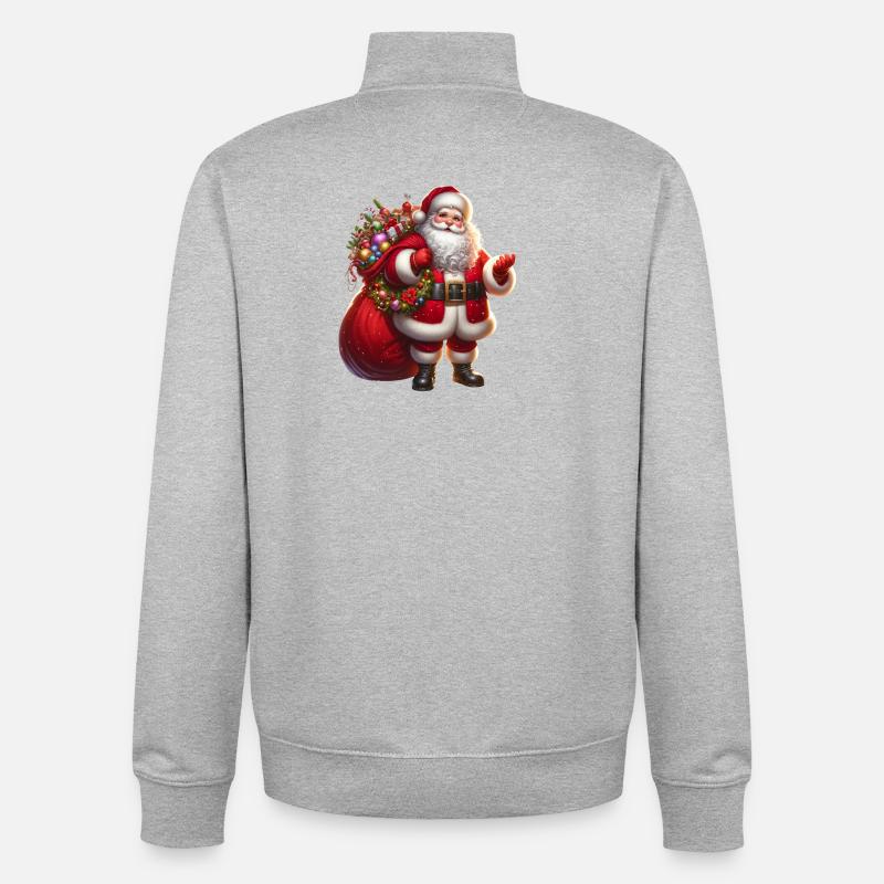 Weihnachtsmann mit Geschenksäckchen - Unisex Organic Zip Sweatshirt von Stanley/Stella - Grau meliert