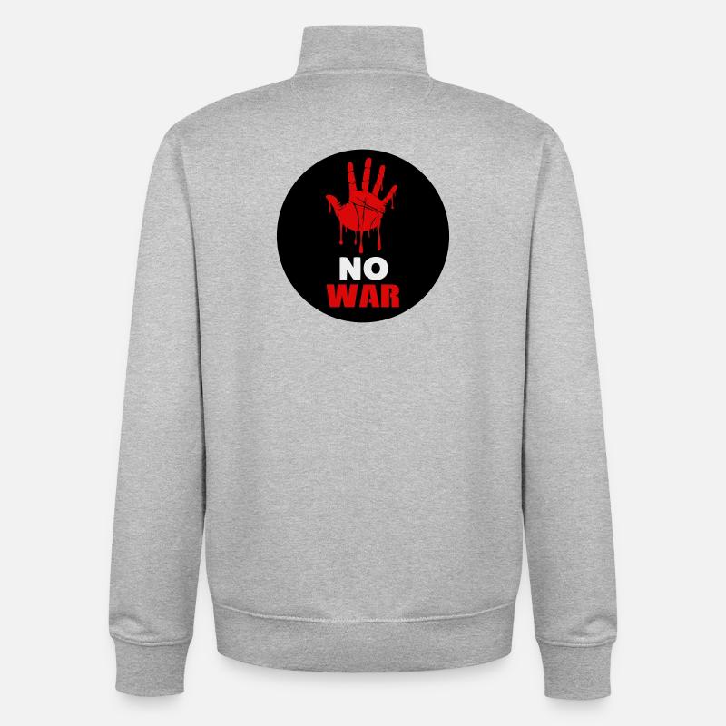 No war - Unisex Organic Zip Sweatshirt by Stanley/Stella - heather grey