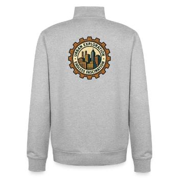 Urbex - Urban Exploration - Unisex Organic Zip Sweatshirt by Stanley/Stella - heather grey - Back - AI Model Male 185 light (185cm)
