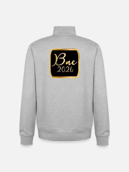 France Lycée BAC 2026 - Sweat zippé unisexe en coton bio Stanley/Stella - gris chiné