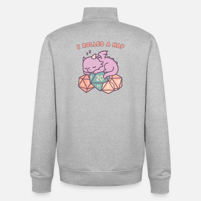 Sieste Rolling Dragon - Sweat zippé unisexe en coton bio Stanley/Stella - gris chiné