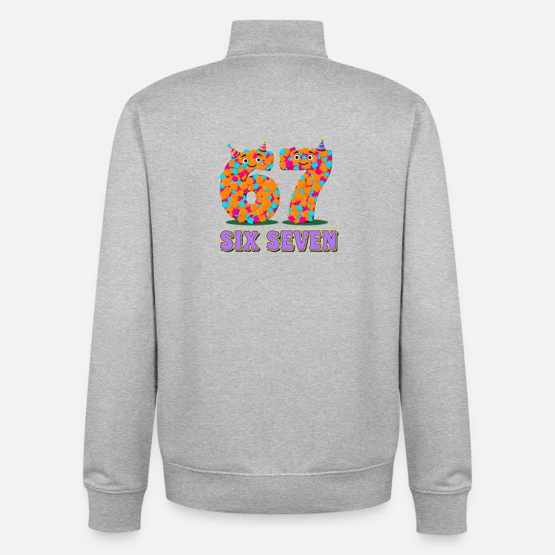 6 7 Carnaval des mèmes - Sweat zippé unisexe en coton bio Stanley/Stella - gris chiné