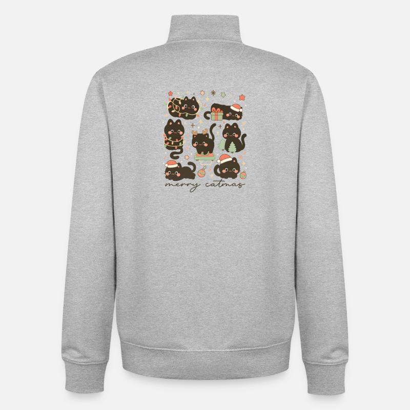 Fröhliche Katzen Kuschelige Katzen, Liebe Kätzchen - Unisex Organic Zip Sweatshirt von Stanley/Stella - Grau meliert
