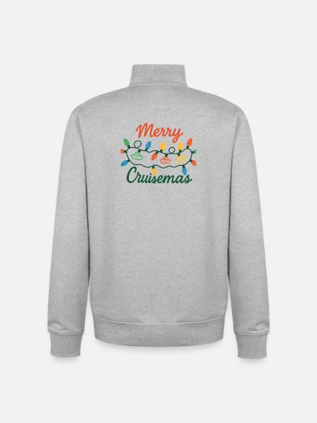 Merry Cruise Christmas Lights - Unisex Organic Zip Sweatshirt by Stanley/Stella - heather grey