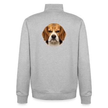 Portrait de beagle avec des expressions faciales sérieuses - Sweat zippé unisexe en coton bio Stanley/Stella - gris chiné - Dos - AI Model Male 185 light (185cm)