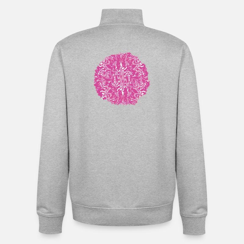 Circle Rose Pink Pattern - Unisex Organic Zip Sweatshirt by Stanley/Stella - heather grey