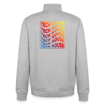 Tech House Neon Gradient Repeats - Unisex Organic Zip Sweatshirt by Stanley/Stella - heather grey - Back - AI Model Male 185 light (185cm)
