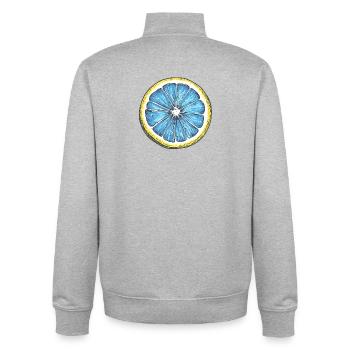 Blue Lemon Cut Art - Pop Art Motif - Unisex Organic Zip Sweatshirt by Stanley/Stella - heather grey - Back - AI Model Male 185 light (185cm)