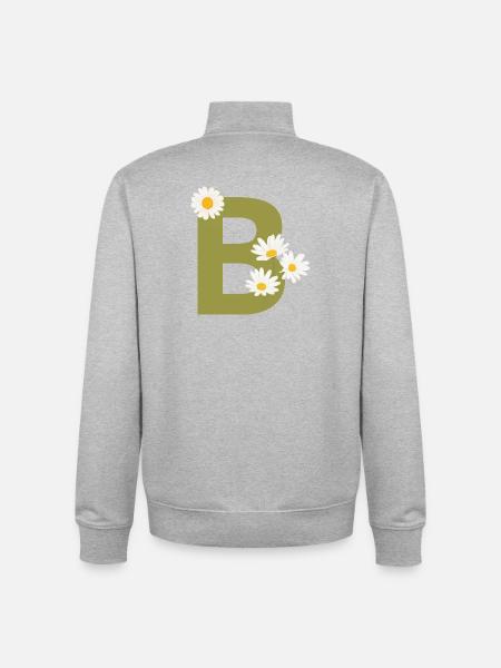 Letter b green daisies - Unisex Organic Zip Sweatshirt by Stanley/Stella - heather grey