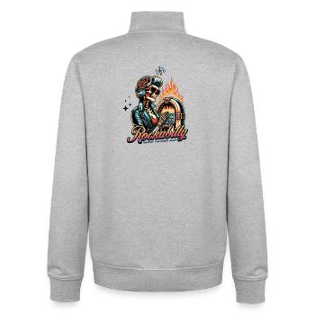 Rock and Roll Always and Forever Rockabilly 2025 - Unisex Organic Zip Sweatshirt von Stanley/Stella - Grau meliert - Hinten - AI Model Male 185 light (185cm)