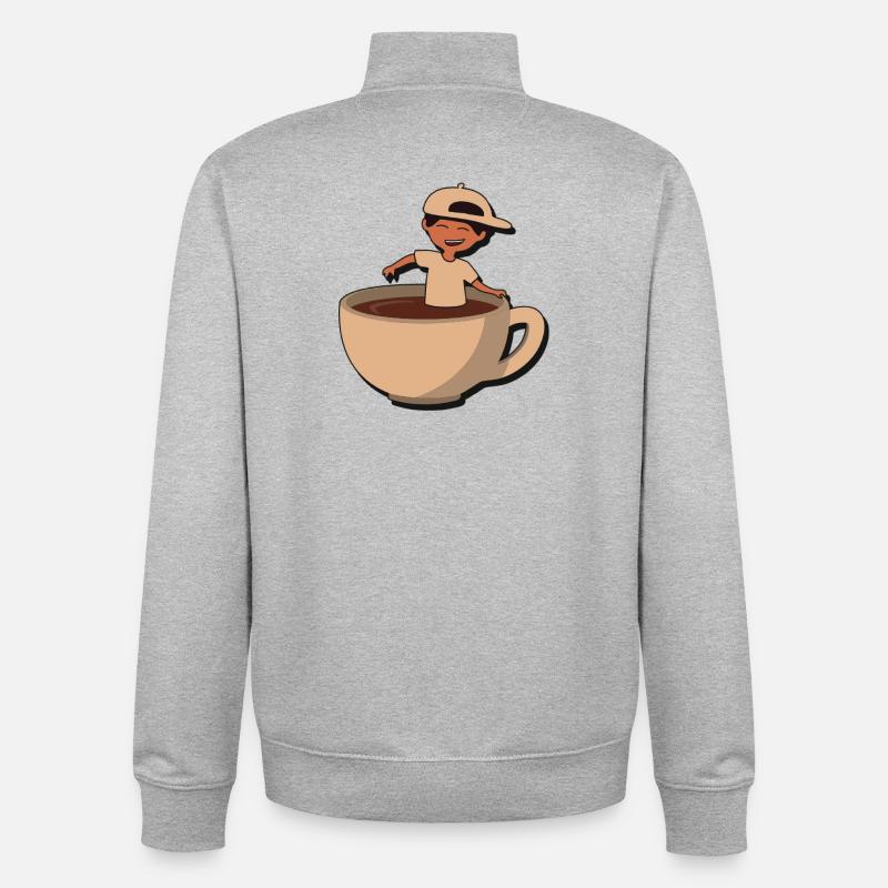 Cup Buddy Coffee Splash - Unisex Organic Zip Sweatshirt by Stanley/Stella - heather grey