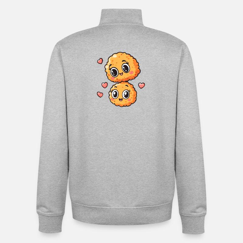 Duo de coeurs de collation câline - Sweat zippé unisexe en coton bio Stanley/Stella - gris chiné