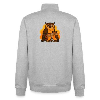 Eule mit seiner Familie - Unisex Organic Zip Sweatshirt von Stanley/Stella - Grau meliert - Hinten - AI Model Male 185 light (185cm)