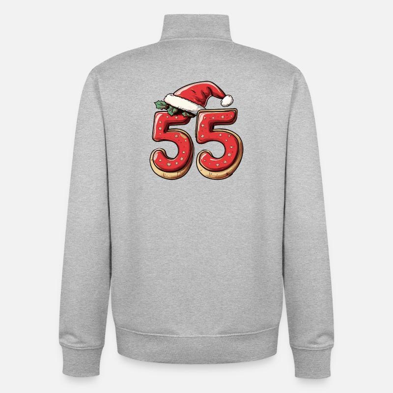 Biscuit de Noël à 55 chiffres - Sweat zippé unisexe en coton bio Stanley/Stella - gris chiné