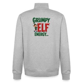 Grumpy Elf Energy Mürrischer Wichtel - Unisex Organic Zip Sweatshirt von Stanley/Stella - Grau meliert - Hinten - AI Model Male 185 light (185cm)