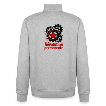 antifa_gauche__-34- - Unisex Organic Zip Sweatshirt von Stanley/Stella - Grau meliert - Hinten - AI Model Male 185 light (185cm)