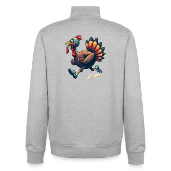 Thanksgiving Football Turquie - Sweat zippé unisexe en coton bio Stanley/Stella - gris chiné - Dos - AI Model Male 185 light (185cm)
