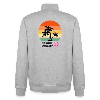 Palmen bei Sonnenuntergang am Strand - Urlaub - Unisex Organic Zip Sweatshirt von Stanley/Stella - Grau meliert - Hinten - AI Model Male 185 light (185cm)