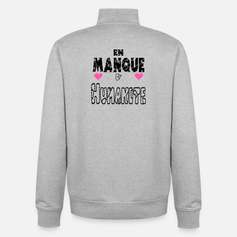 Lacking humanity - Unisex Organic Zip Sweatshirt by Stanley/Stella - heather grey