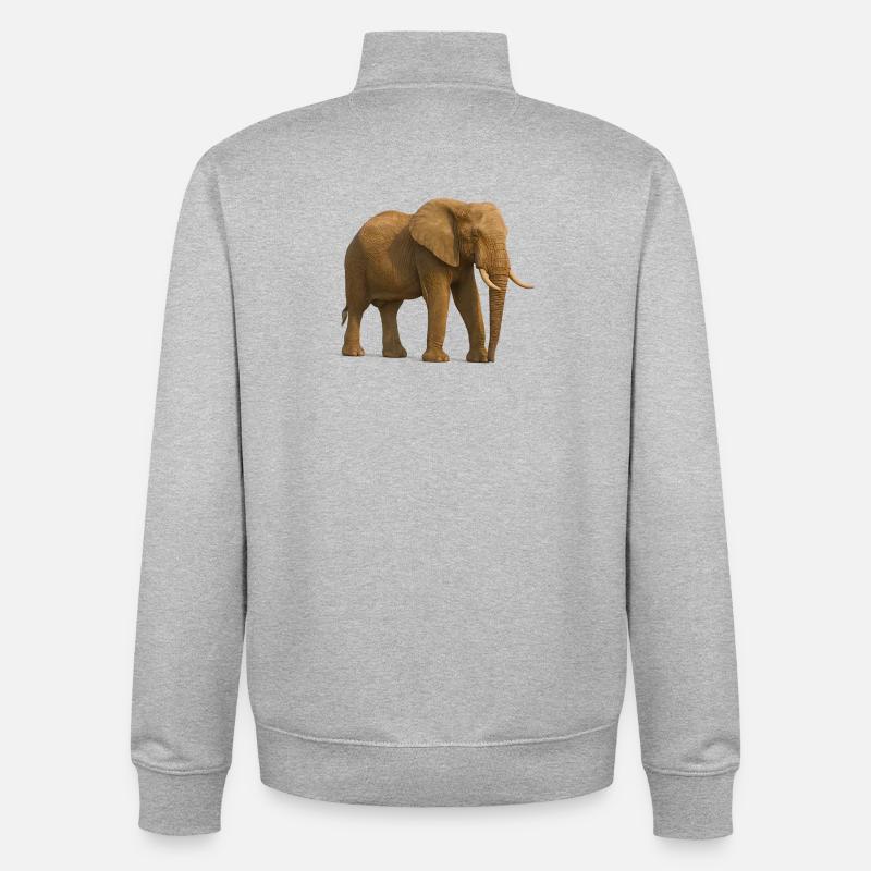 Éléphant dans des tons naturels - Sweat zippé unisexe en coton bio Stanley/Stella - gris chiné