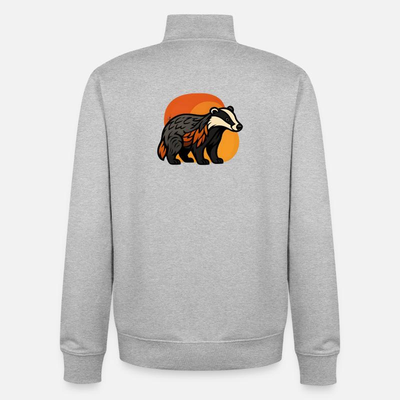 Badger at sunset - Unisex Organic Zip Sweatshirt by Stanley/Stella - heather grey