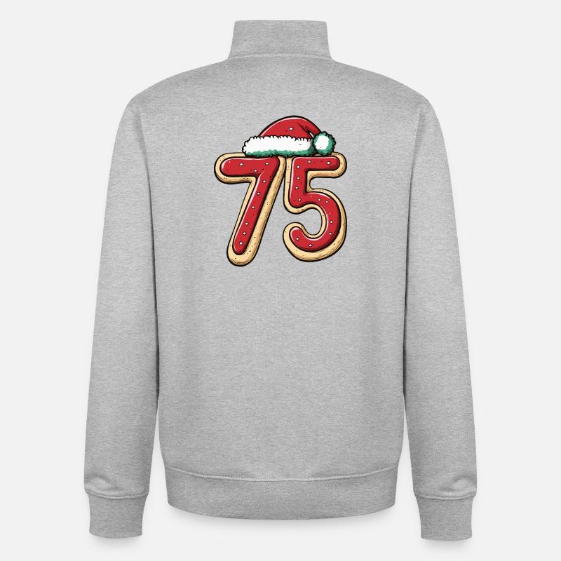 75 Numéro Biscuit Noël - Sweat zippé unisexe en coton bio Stanley/Stella - gris chiné