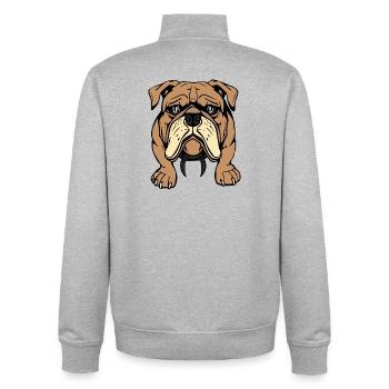 Bulldogge Hunde T-shirt Hundeshirt Geschenk  - Unisex Organic Zip Sweatshirt von Stanley/Stella - Grau meliert - Hinten - AI Model Male 185 light (185cm)