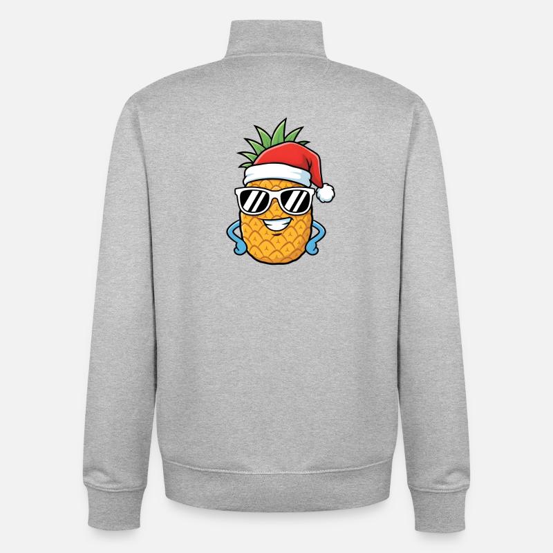 Art de l’ananas de Noël - Sweat zippé unisexe en coton bio Stanley/Stella - gris chiné