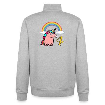 Rainbow Unicorn - Four Year Old 4 Years - Unisex Organic Zip Sweatshirt by Stanley/Stella - heather grey - Back - AI Model Male 185 light (185cm)