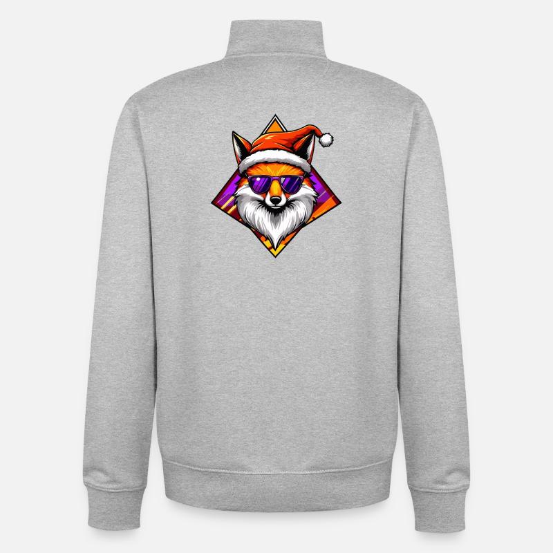 Fuchs Santa Swag - Unisex Organic Zip Sweatshirt von Stanley/Stella - Grau meliert