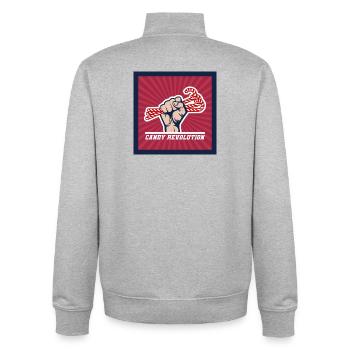 Candy Revolution – Süß & Politisches Statement  - Unisex Organic Zip Sweatshirt von Stanley/Stella - Grau meliert - Hinten - AI Model Male 185 light (185cm)