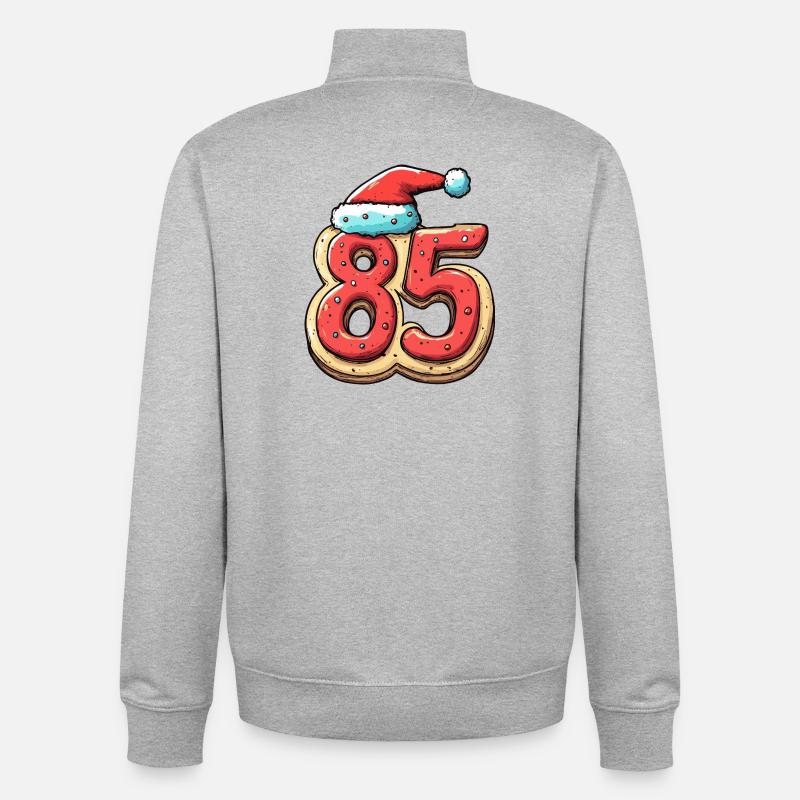85 Numéro Biscuit Noël - Sweat zippé unisexe en coton bio Stanley/Stella - gris chiné