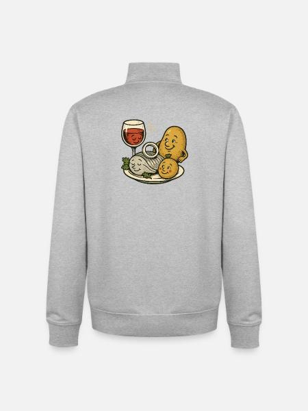 Selödka (hareng mariné) vin et pomme de terre en veste - Sweat zippé unisexe en coton bio Stanley/Stella - gris chiné