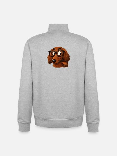 Brillenhund Cartoonfigur - Unisex Organic Zip Sweatshirt von Stanley/Stella - Grau meliert