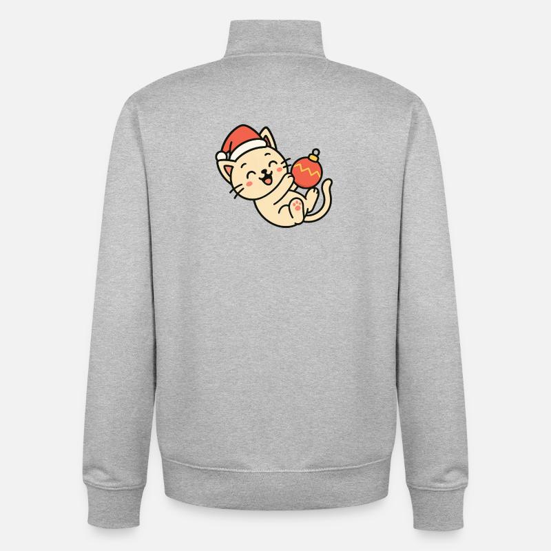 Kätzchen Weihnachtsspaß Weihnachtskugel - Unisex Organic Zip Sweatshirt von Stanley/Stella - Grau meliert