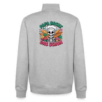 Dad Bakes The Beautiful Skeleton Cupcakes - Unisex Organic Zip Sweatshirt by Stanley/Stella - heather grey - Back - AI Model Male 185 light (185cm)