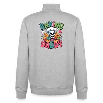 Cuisson de papa crâne motif de cuisinier - Sweat zippé unisexe en coton bio Stanley/Stella - gris chiné - Dos - AI Model Male 185 light (185cm)