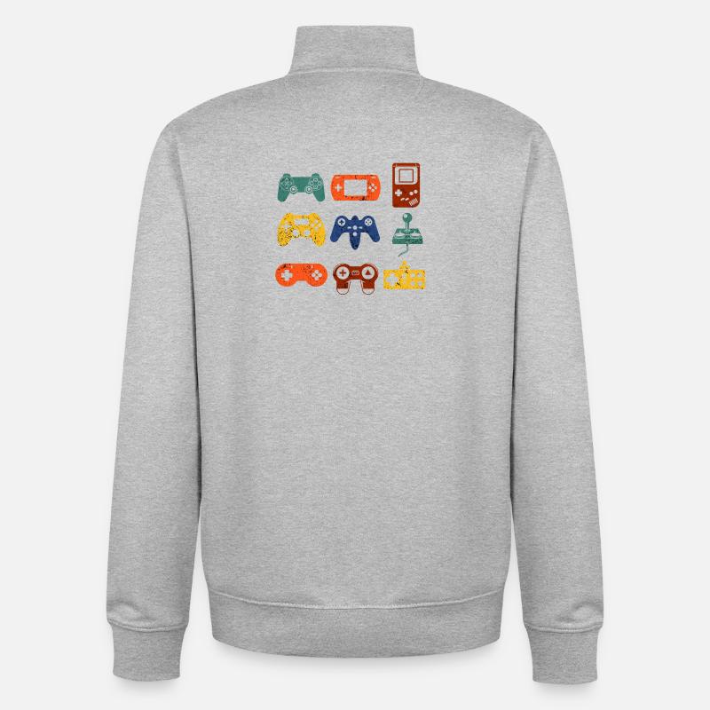 Console de jeux rétro  - Sweat zippé unisexe en coton bio Stanley/Stella - gris chiné