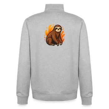 Flaming sloth - Unisex Organic Zip Sweatshirt by Stanley/Stella - heather grey - Back - AI Model Male 185 light (185cm)