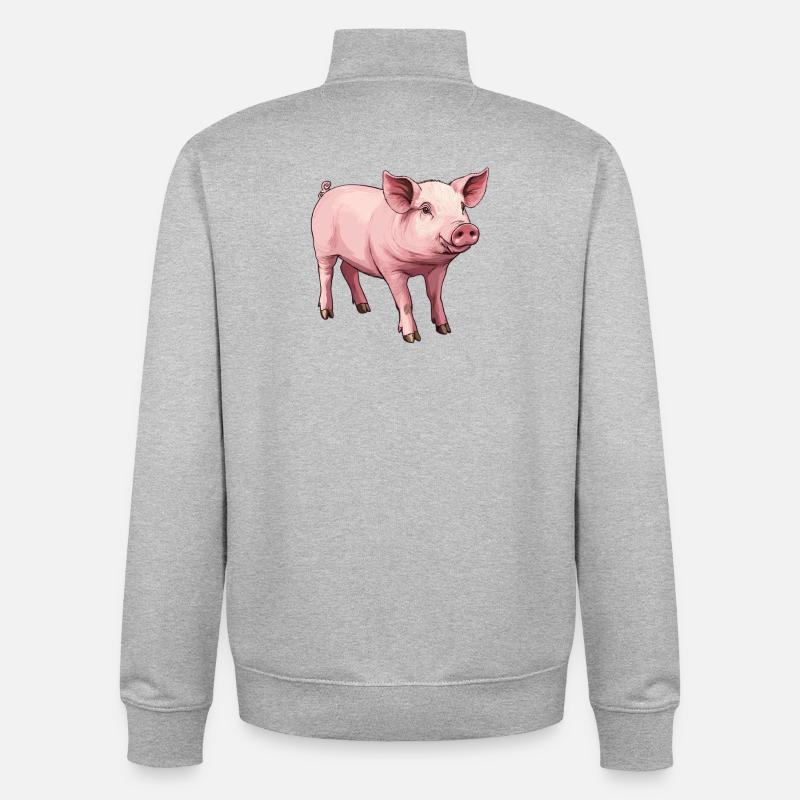 Cochon Cochon - Sweat zippé unisexe en coton bio Stanley/Stella - gris chiné