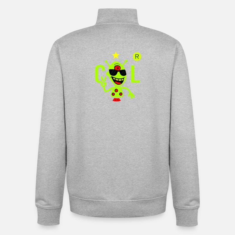 Alien vert avec lunettes de soleil - Sweat zippé unisexe en coton bio Stanley/Stella - gris chiné