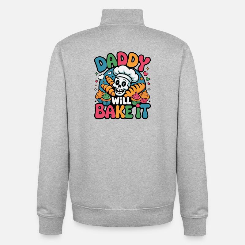 Daddy Will Bake It Skull Bakery - Unisex Organic Zip Sweatshirt von Stanley/Stella - Grau meliert