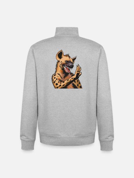 Hyena in comic style grimace - Unisex Organic Zip Sweatshirt by Stanley/Stella - heather grey