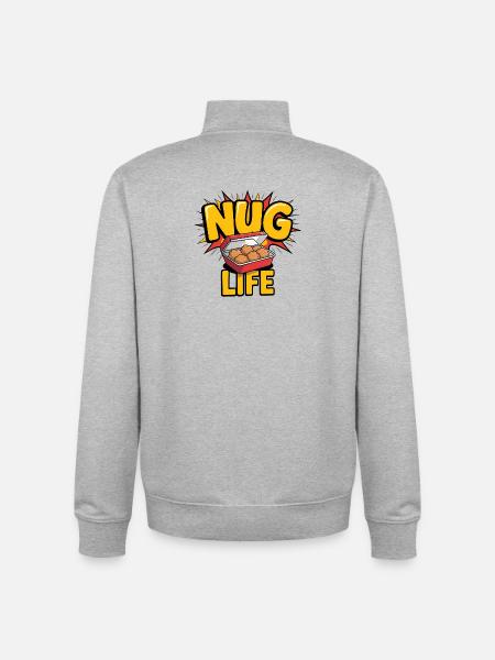 Nug Life - Funny T-Shirt - Unisex Organic Zip Sweatshirt by Stanley/Stella - heather grey