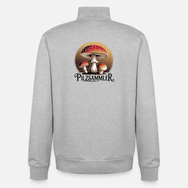 Mystical toadstools in the moonlight - Unisex Organic Zip Sweatshirt by Stanley/Stella - heather grey