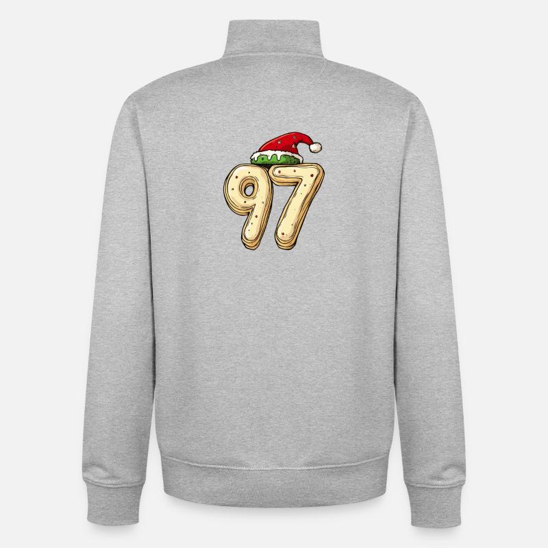 Numéro 97 Cookie Noël - Sweat zippé unisexe en coton bio Stanley/Stella - gris chiné