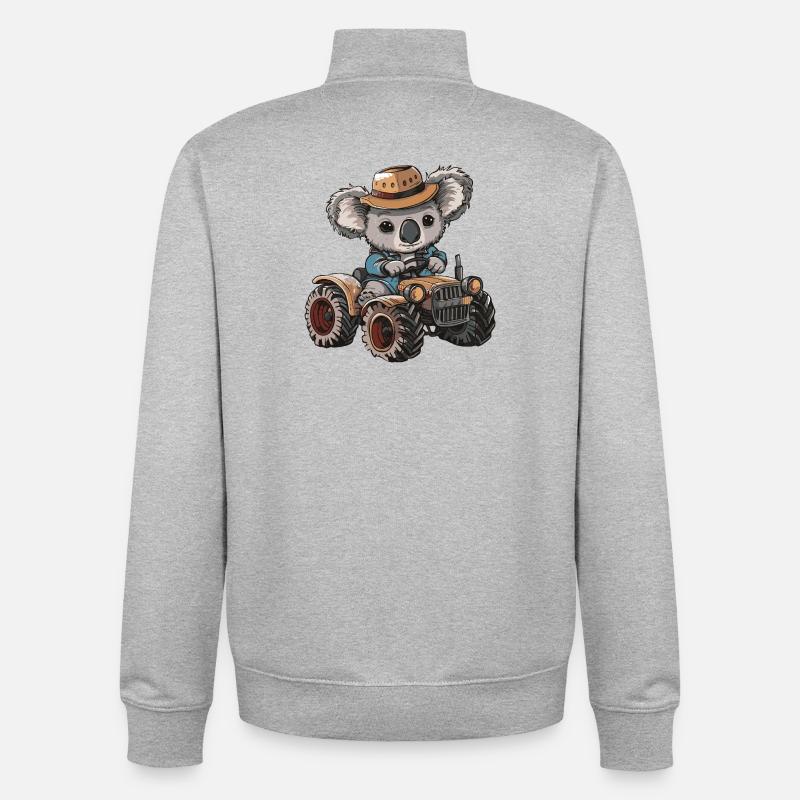 Éleveur de tracteurs koala - Sweat zippé unisexe en coton bio Stanley/Stella - gris chiné