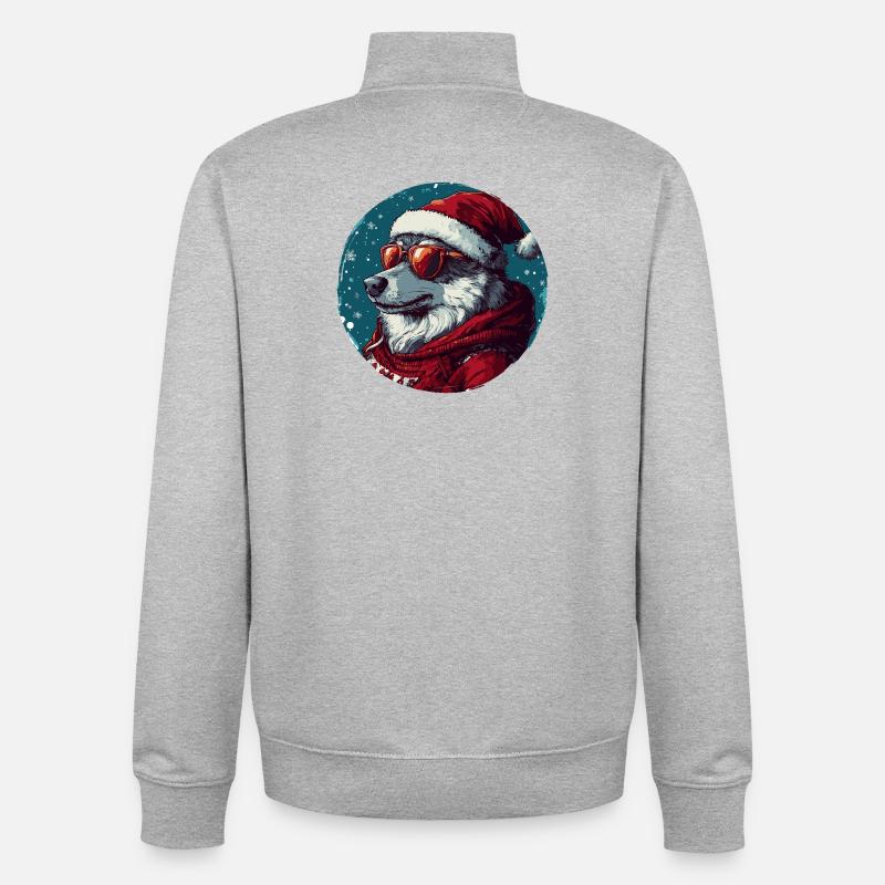 Noël de Noël Wolf Weihnachten - Sweat zippé unisexe en coton bio Stanley/Stella - gris chiné