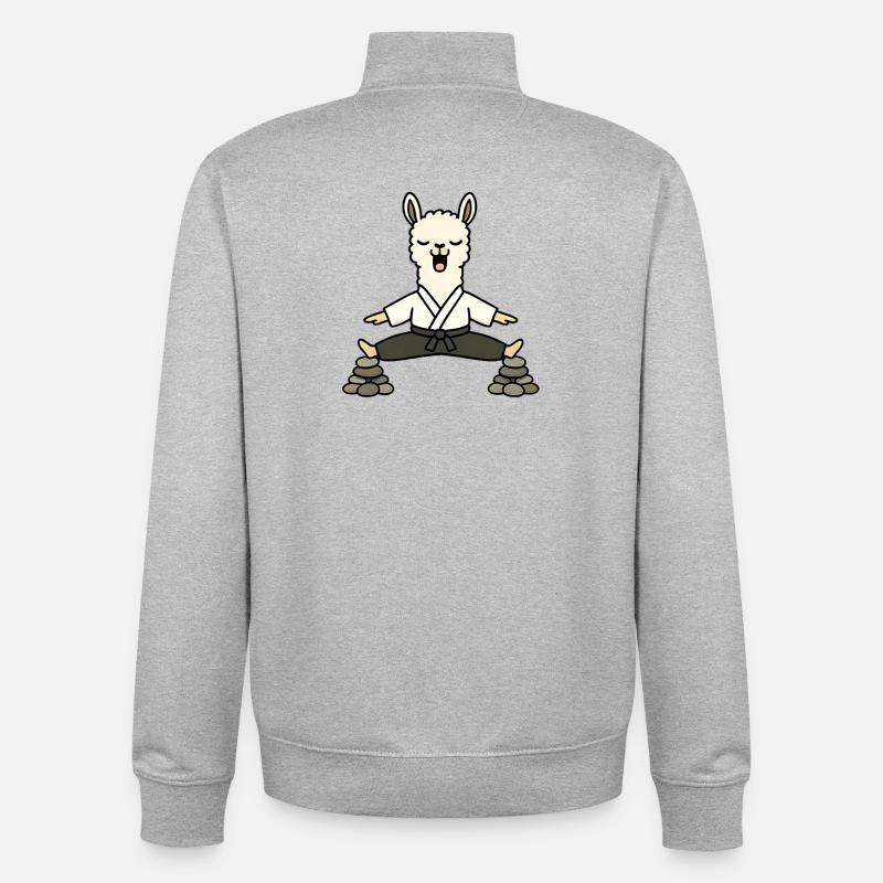Lama Zen en kimono méditatif - Sweat zippé unisexe en coton bio Stanley/Stella - gris chiné