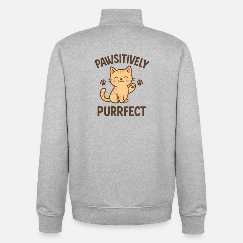 Conception Pathsitively Purrfect Cat - Sweat zippé unisexe en coton bio Stanley/Stella - gris chiné